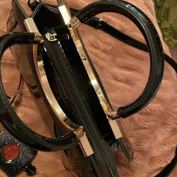 ♥️ Women's Handbags Designer Purses Satchel 
Structured Shoulder black patent - Picture 11 of 16